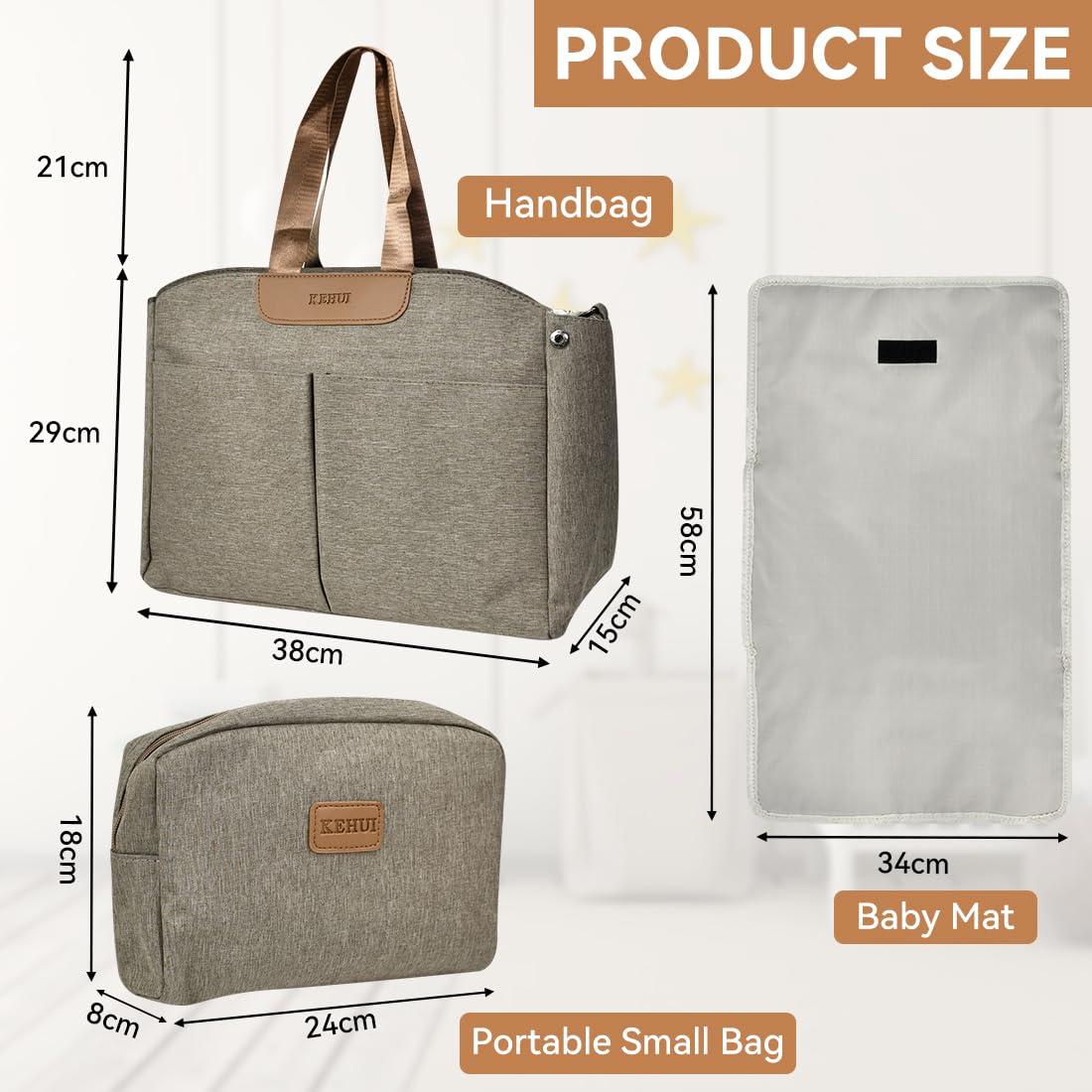 HEKOBAG Changing Bags,Multifunction Nappy Changing Bags with Portable Travel Bag, Changings Mat - Image 3