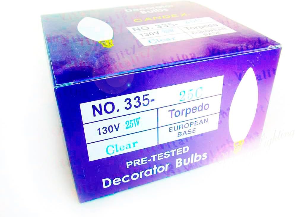 European Base 25W Chandelier Light Bulb E14 Decorative Lamp 130V (25/pack)