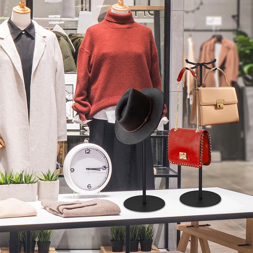 2pack Purse Display Stand,Tabletop Adjustable Hook Handbag Display Stand,X Shaped Metal Scarf Purse Display Stand,for Home or Store (black) - Image 7