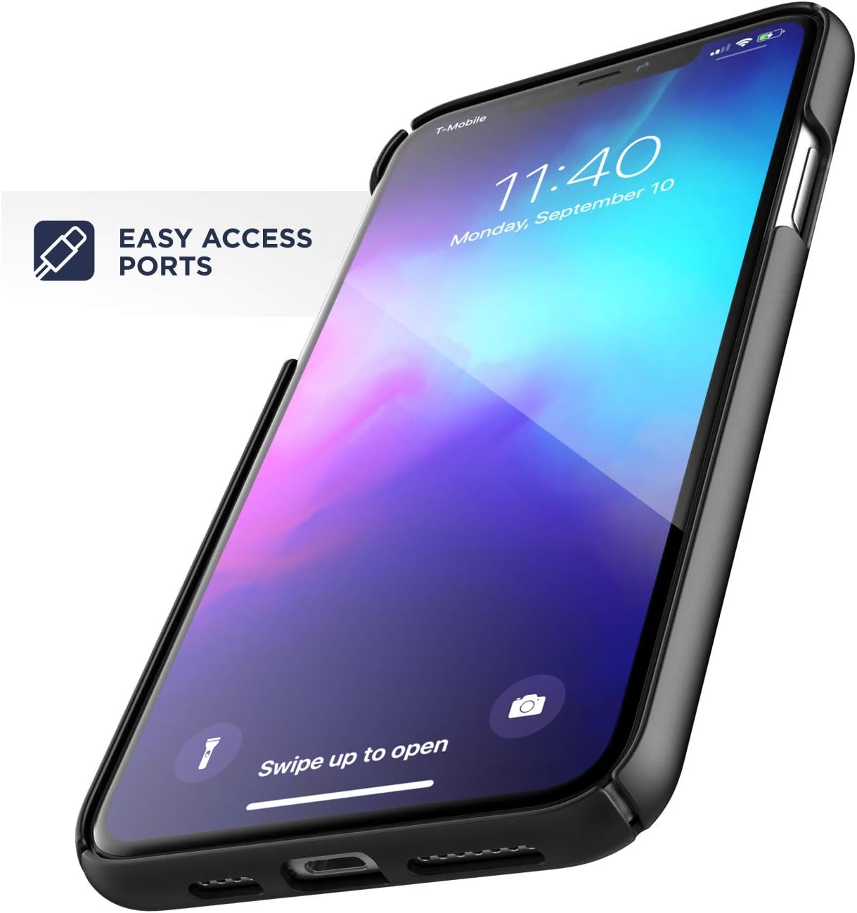 Encased iPhone 11 Belt Clip Phone Case with Kickstand (2019 Slimline) Ultra Thin Cover with Holster - Black