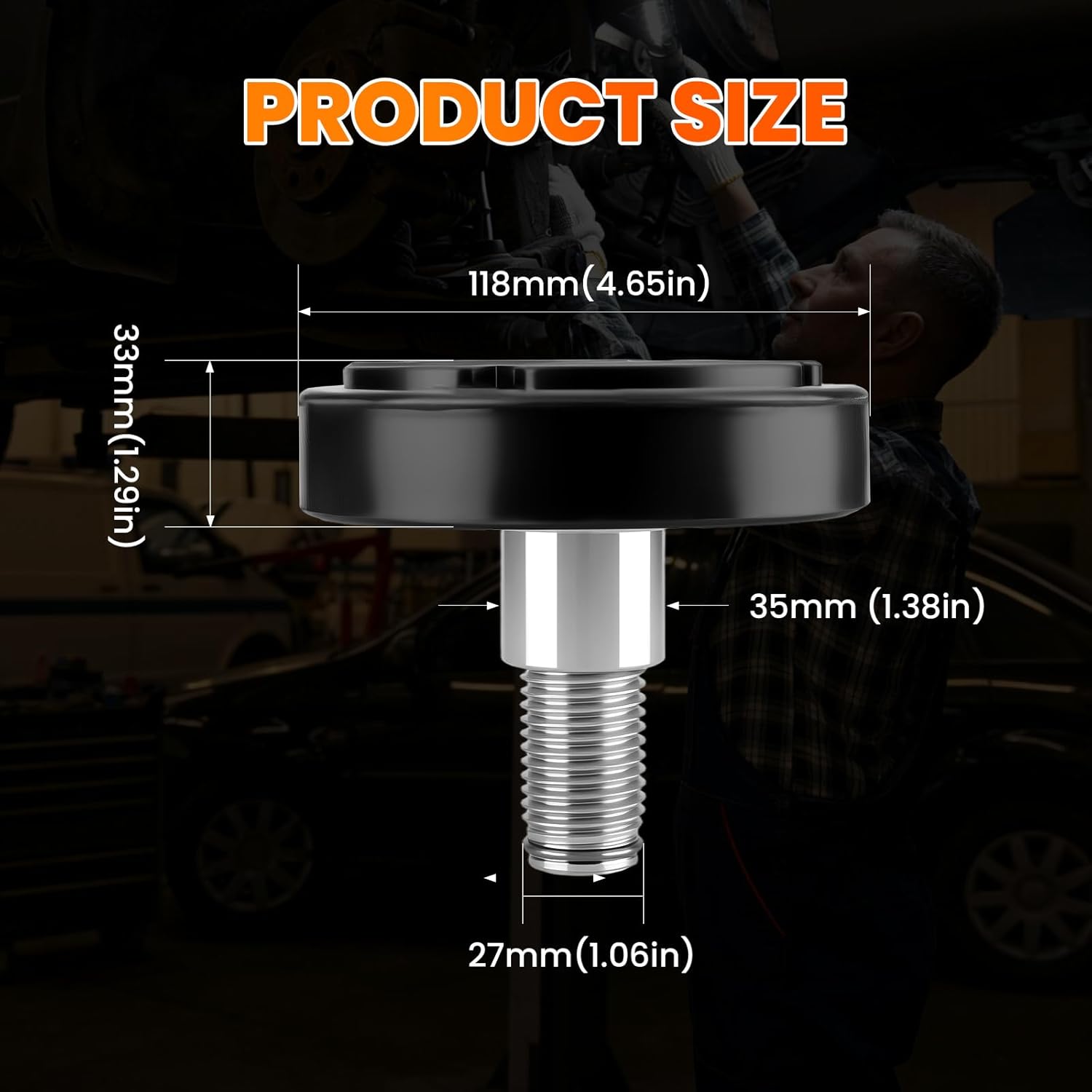 D-Lumina 35mm Shaft Diameter Car Lift Round Tray Rubber Pads Fit for 2 Post Car Lift, 4PCS Screw Up Car Lift Feet Pad, Heightening Feet Plus High Car Lift Tray