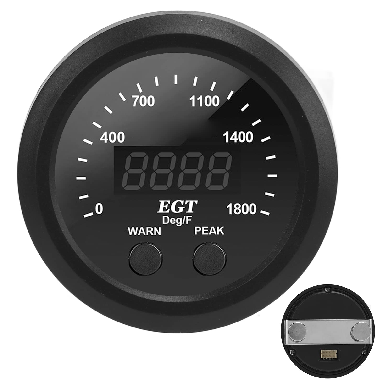 Fabater Medidor de Temperatura de los Gases de Escape del Automóvil 2-1/16 Pulgadas 52 Mm Ultra Delgado 0-1800 ℉ Pantalla Digital LED Roja con Sensor para Monitor EGT de Camión Diésel