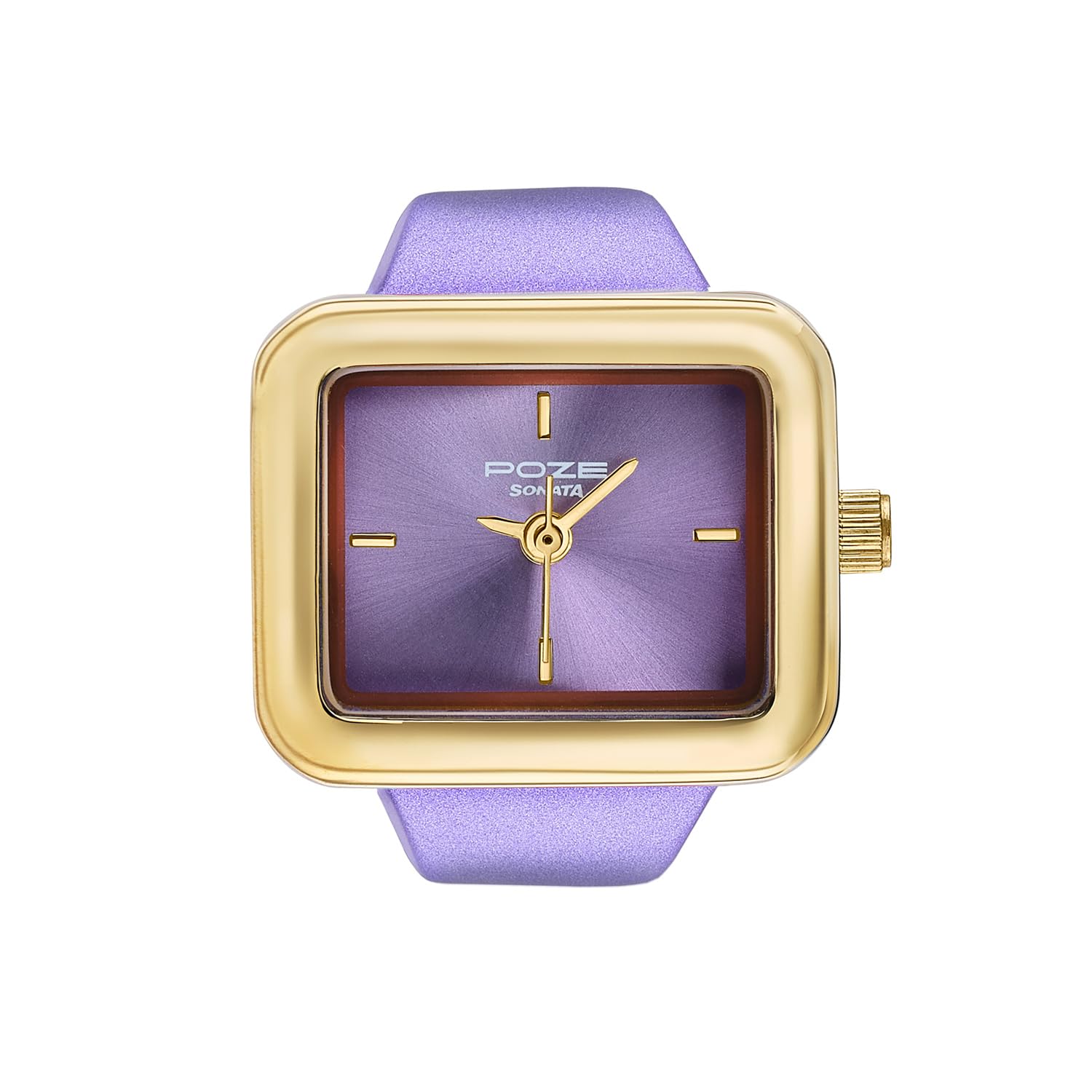 sonata poze 7 analog purple dial golds heet metal ring strap watch for women - sp80143km03w