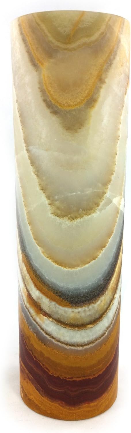 Green Onyx Marble Flower Vase in Cylinder Form 35 x 10 cm