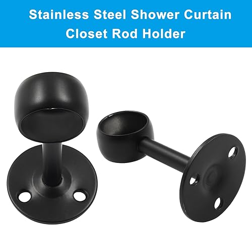 Miniatura 10 de Suiwotin Paquete de 8 soportes para barra de cortina de armario de 1 pulgada, soporte de acero inoxidable para barra de armario, brida de barra de