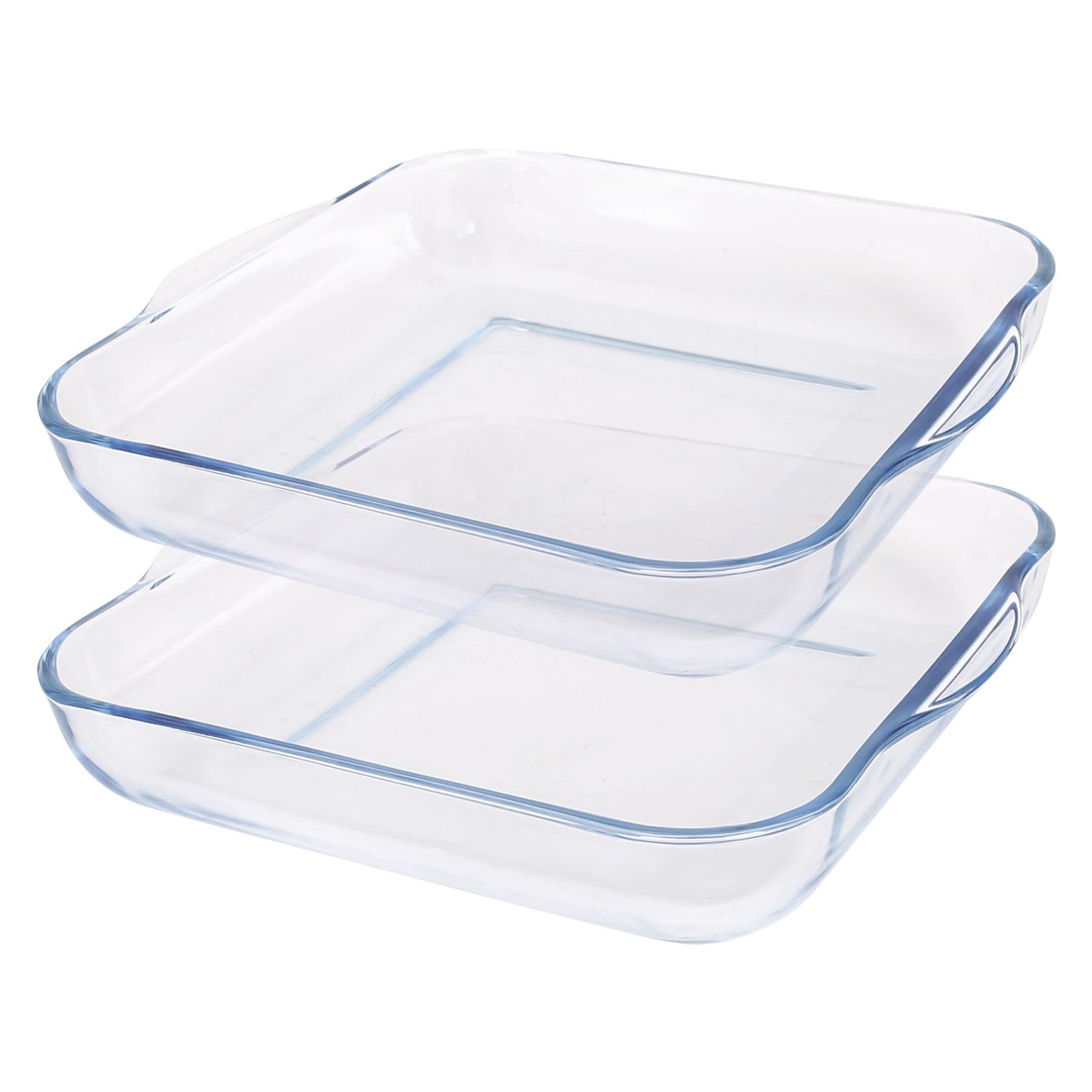 Argon Tableware Square Glass Oven Dishes - 30cm x 27.5cm - 2x Large Deep Baking Casserole Lasagne Roasting Roaster Cooking Tray Bowl | Microwave Safe, Freezer Safe