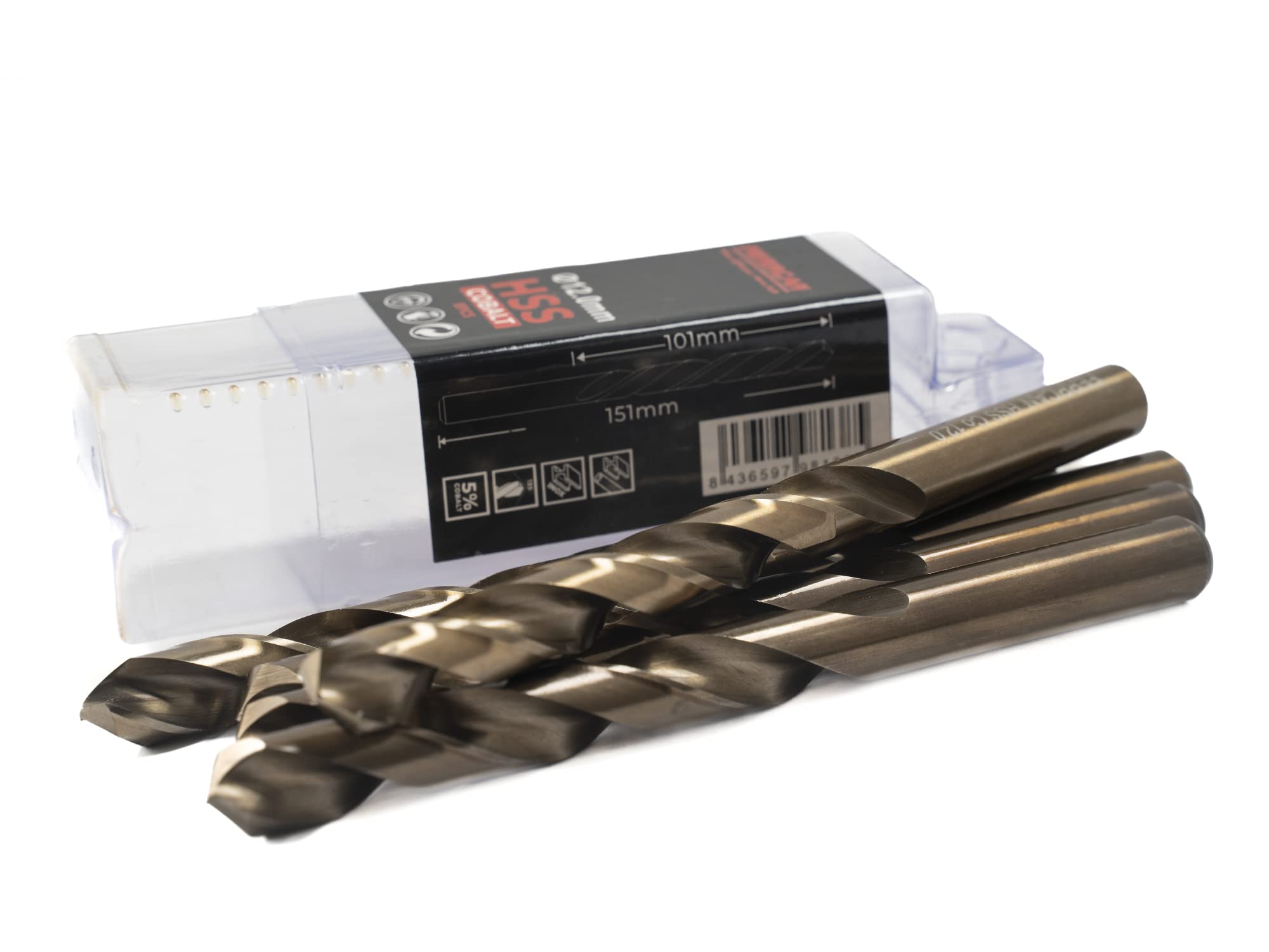 Brocas para metal HSS DIN338 M35 cobalto de 7-13mm (paquete de 5 unidades) (12mm)