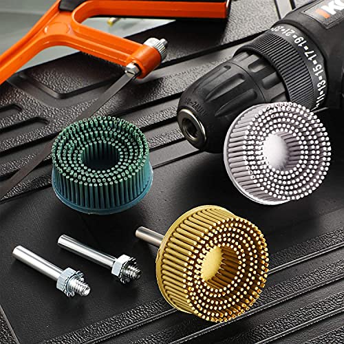 4Pcs 2" Bristle Discs Green Brush Disc Grade With 1/4" Shank Attachment Abrasive Coating Removal Disc, 50# Grit Grade Bristle Sanding Disc Roloc Bristle Brush Disc Bristle Rubber Abrasive Brush #TOP5