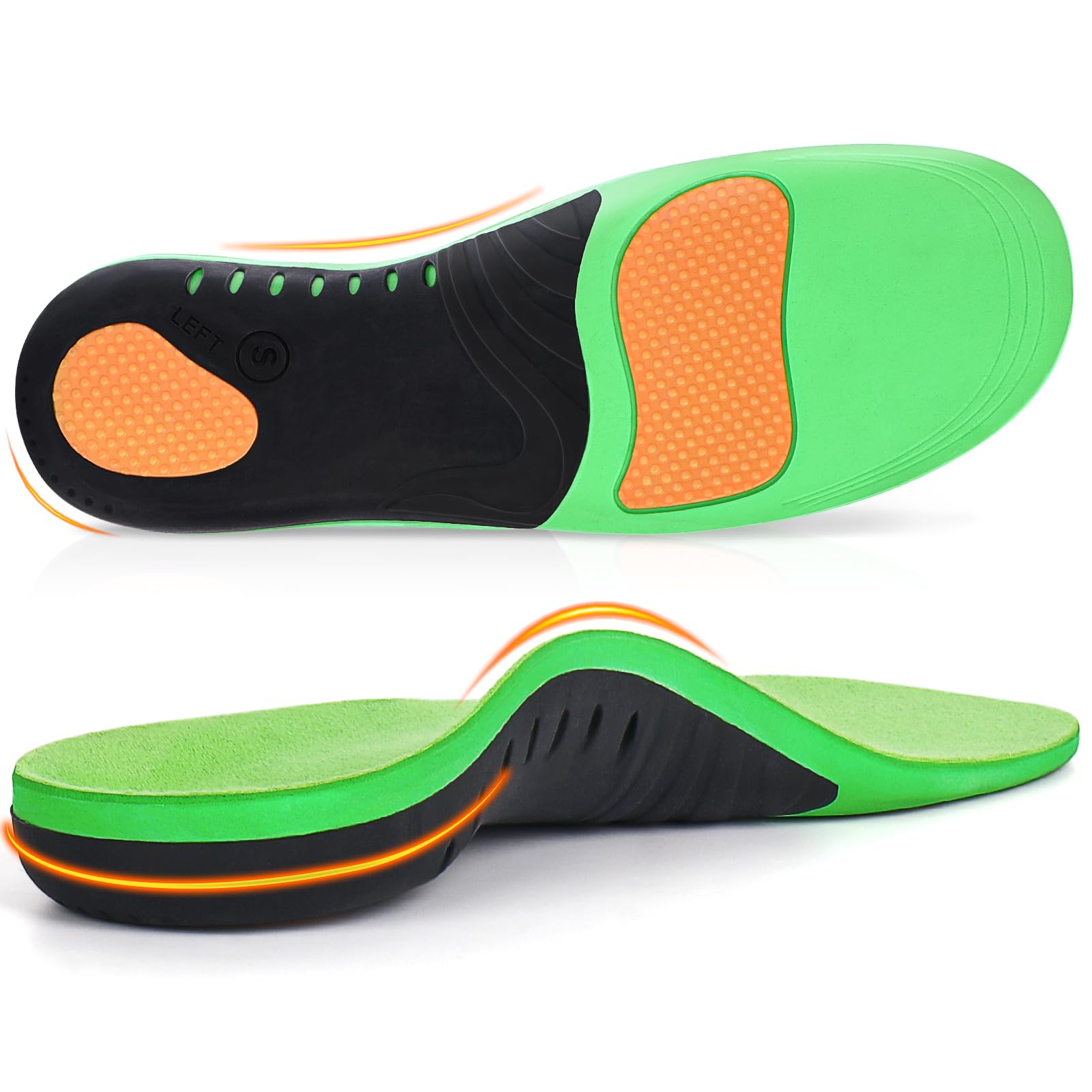 Ailaka Orthotic Cushion Arch Support Shoe Insoles for Men & Women, Unisex Daily Shock Absorption Gel Sports Inserts for Flat Feet, Plantar Fasciitis, Heel Pain Relief