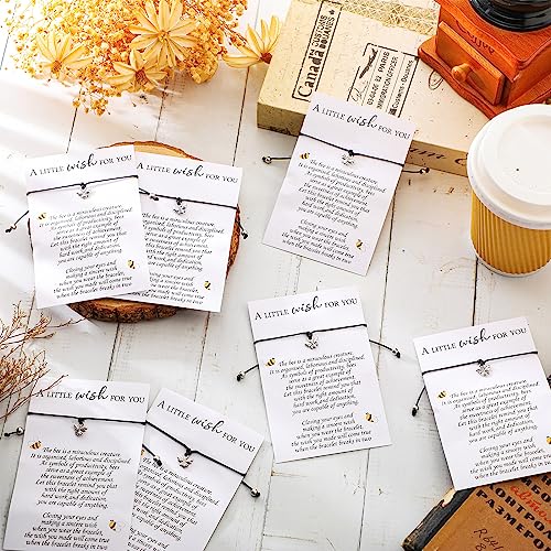 25 Sets Employee Appreciation Gifts Good Luck Charms Bee Bracelets Good Luck Wish Bracelets with Wish Cards Inspirational Bee Lover Gifts for Teachers Women Coworker Leaving4
