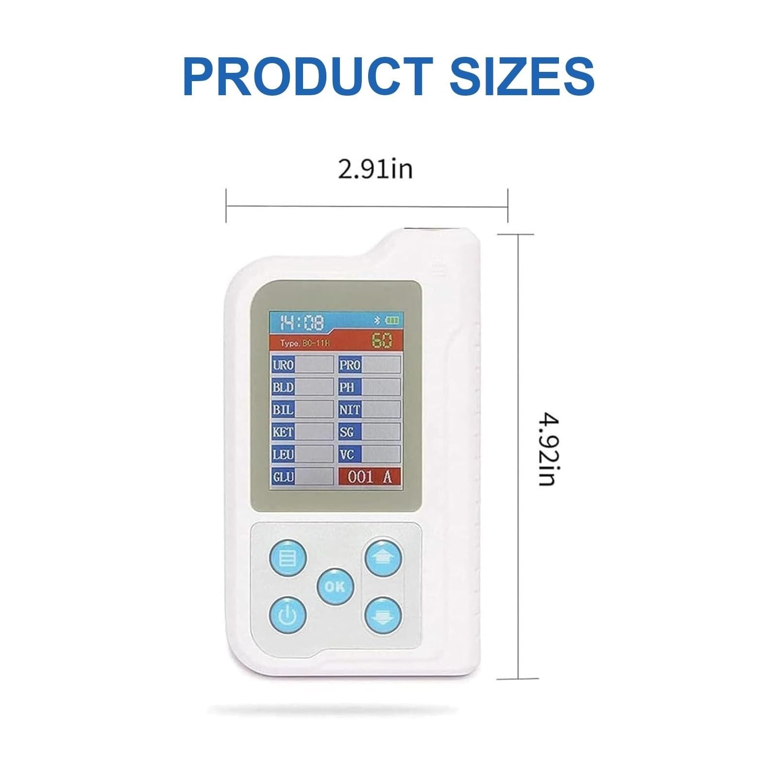 Kit de analizador de orina digital con 100 tiras de prueba, 500 almacenamiento de datos, LCD de 2.4 pulgadas, probador de orina inteligente recargable para monitoreo de salud en el hogar