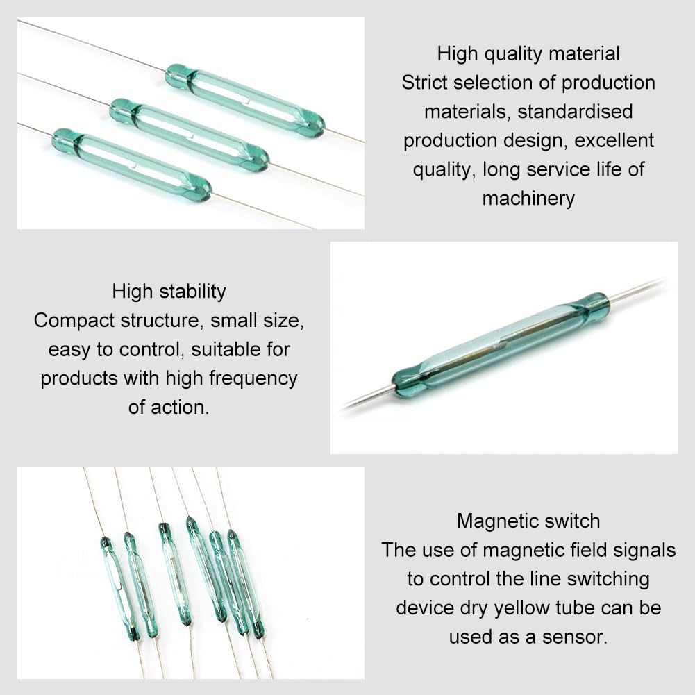 Przełączniki szklane Reed, 24 szt., styk Reed, magnetyczny przełącznik indukcyjny, z 10 magnesami