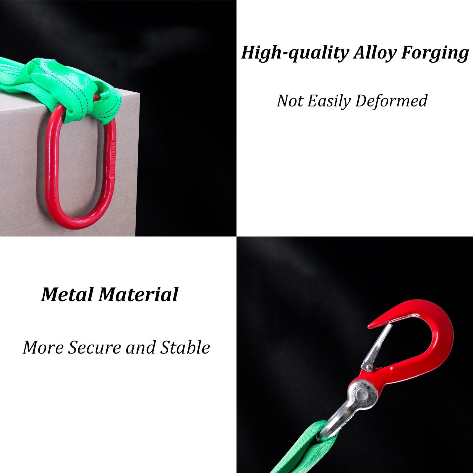 4-strängige Hebebänder mit Haken – 2-Tonnen-Polyester-Hebegeschirr mit Metall-Aufhängering – Anschlagmittel für den Gütertransport und das Handling(1.64ft/0.5m)