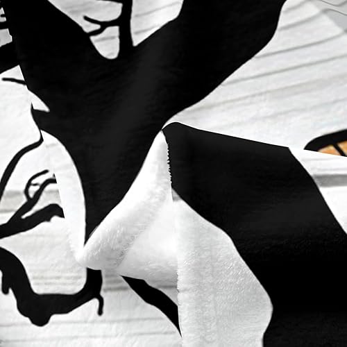 Miniatura 3 de Erosebridal Manta de franela de vellón de otoño para sala de estar, dormitorio, manta de cosecha de Acción de Gracias, calabaza negra y blanca