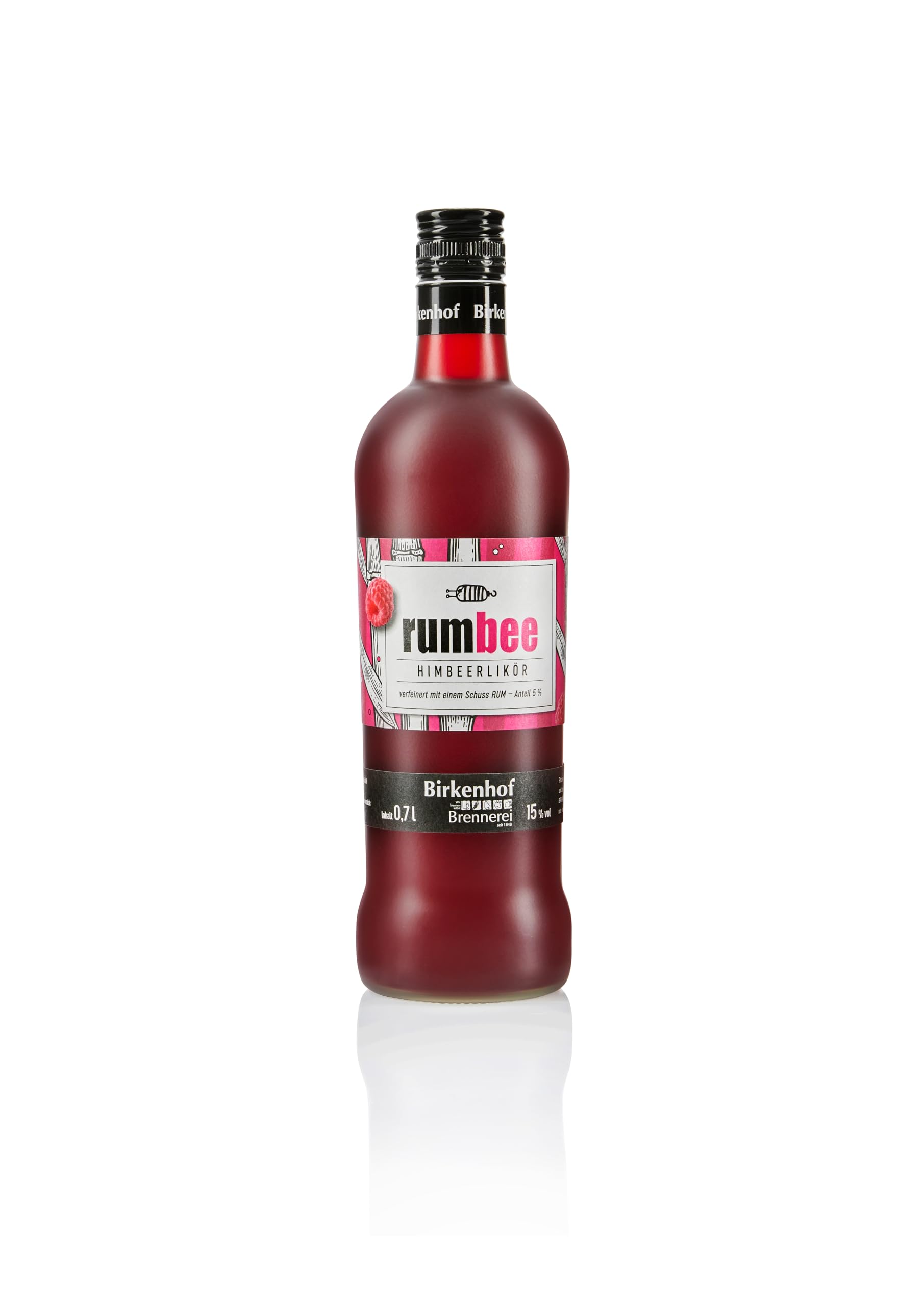 BIRKENHOF Brennerei | Rum-Bee - Himbeerlikör mit Rum | (1 x 0,7l ) - 15 % vol.