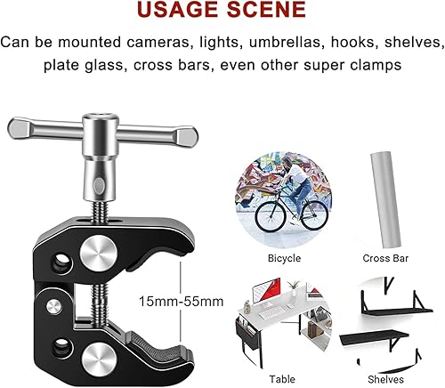 Miniatura 7 de Clip de micrófono con abrazadera de micrófono con tornillo de micrófono de 58 pulgadas, compatible con micrófono, soporte de micrófono y accesorios