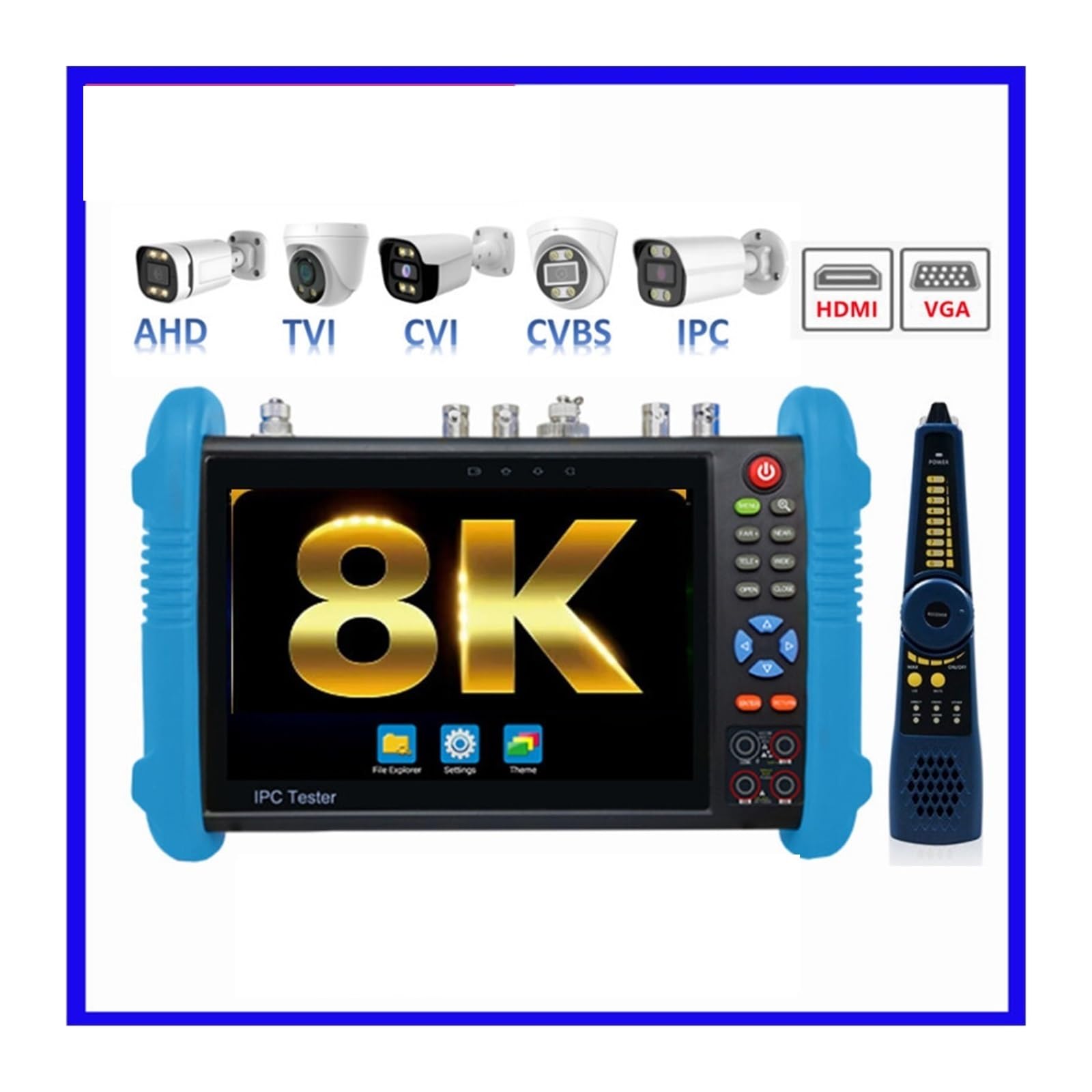 CCTV Tester, IPC-9800Pro CCTV IPC Tester Supporta Test Telecamera IP 8K 8MP AHD TVI SDI CVI VGA HDMI Wifi RJ45 Cavo TDR