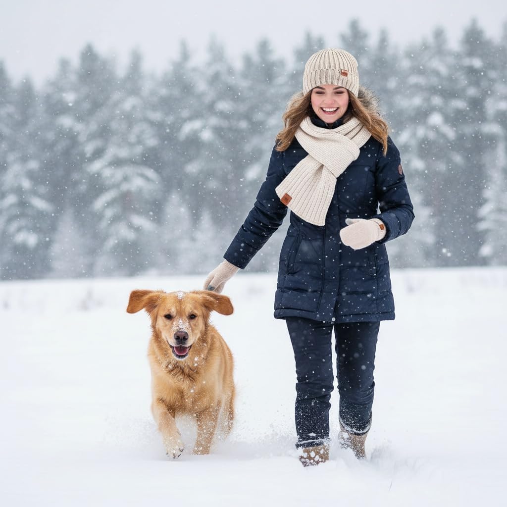 Winter Hat Scarf Gloves Set, 3-in-1 Knit Beanie with Fuzzy Lining, Touch Screen Mittens, Circle Scarf for Men Women - Image 5