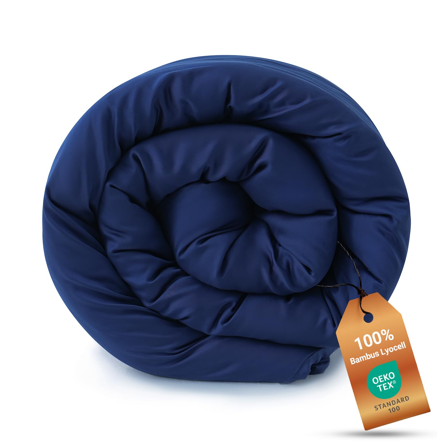 Bambus Lyocell Bettbezug 200 x 200 cm Marineblau - Weiche Allergiker Bettwäsche - Kühlender Deckenbezug aus Bambus - Nachhaltige und atmungsaktive Luxus-Bettwäsche