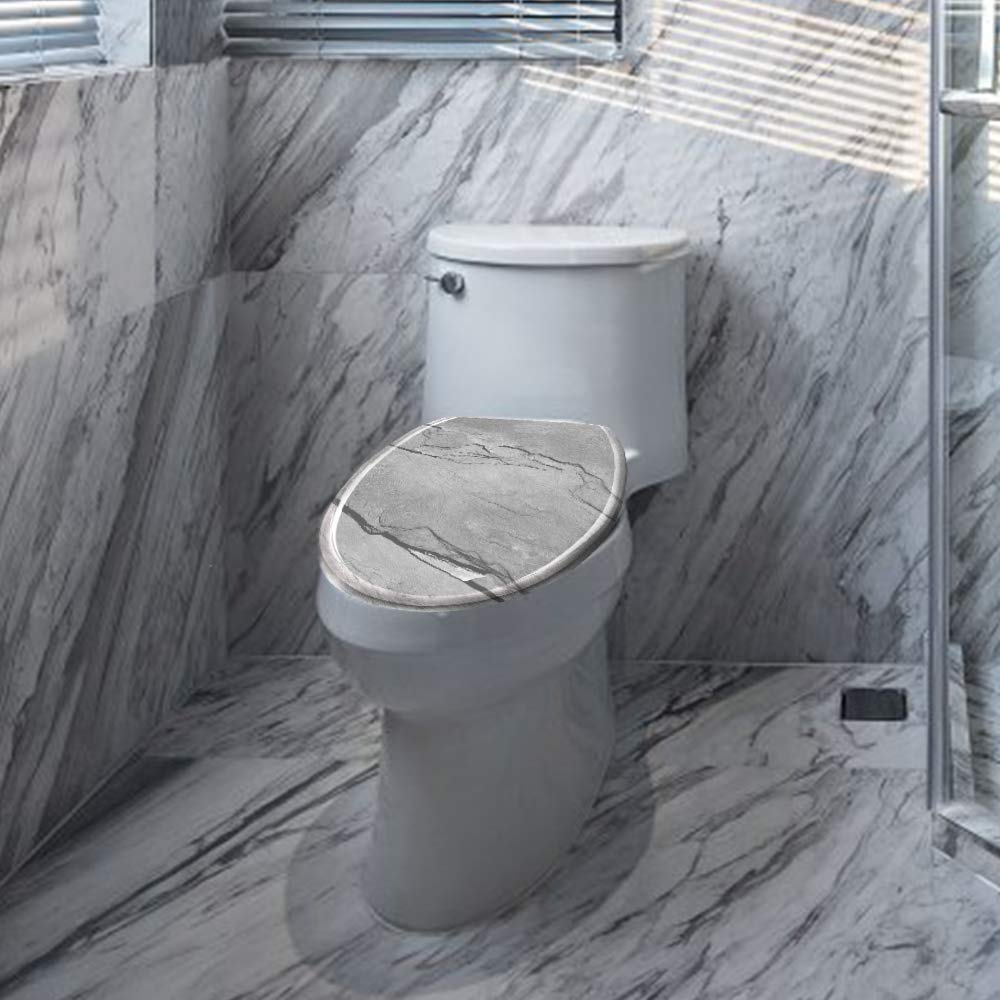 Froadp Tapa de inodoro con mecanismo de descenso automático Asiento de inodoro Asiento de WC Asiento de váter de duraplástico y acero inoxidable Antibacteriano Inodoro para todos los inodoros