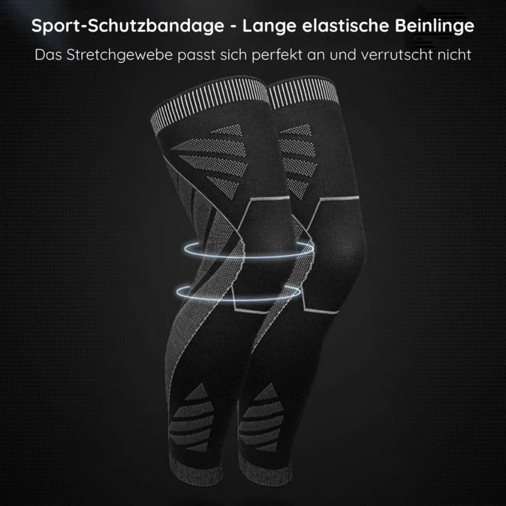 FlexGuard Kompressionsbandage - Schluss mit Knie- & Beinschmerzen lang, rutschfest für Herren & Damen für Laufen, Basketball & Radfahren,Bein & Wadenstützen
