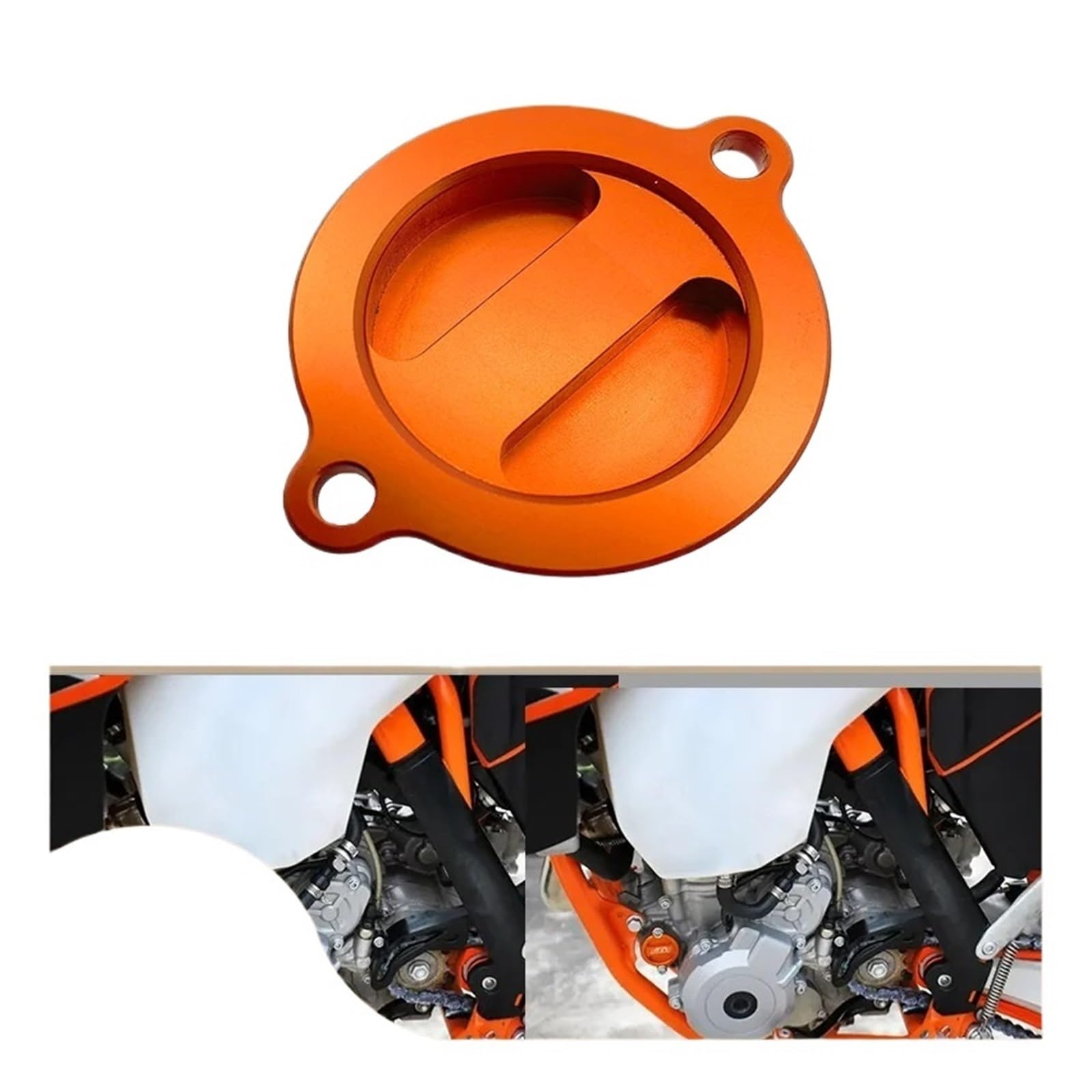 KEXINDIANZI Motorcycle CNC Oil Filter Cover Compatible With DUKE RC 125 200 390 SXF EXC 450 500 690 990 1050 1190 1290 Super Adventure RC8/RC8R(Orange)