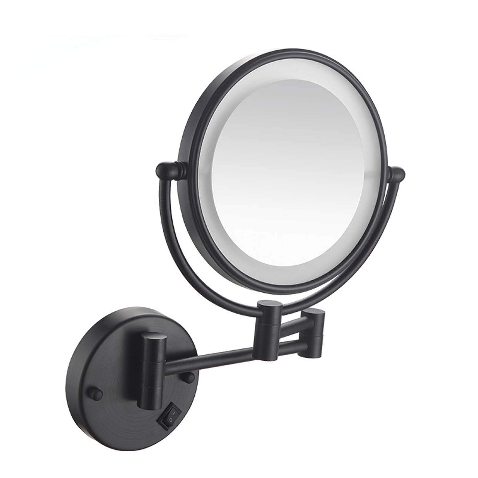 Espejo de maquillaje montado en la pared, aumento de 3x/5x/7x/10x, espejo de baño extensible giratorio de dos caras de 8 pulgadas, brazo extensible, espejo de afeitar cromado para dormitorio