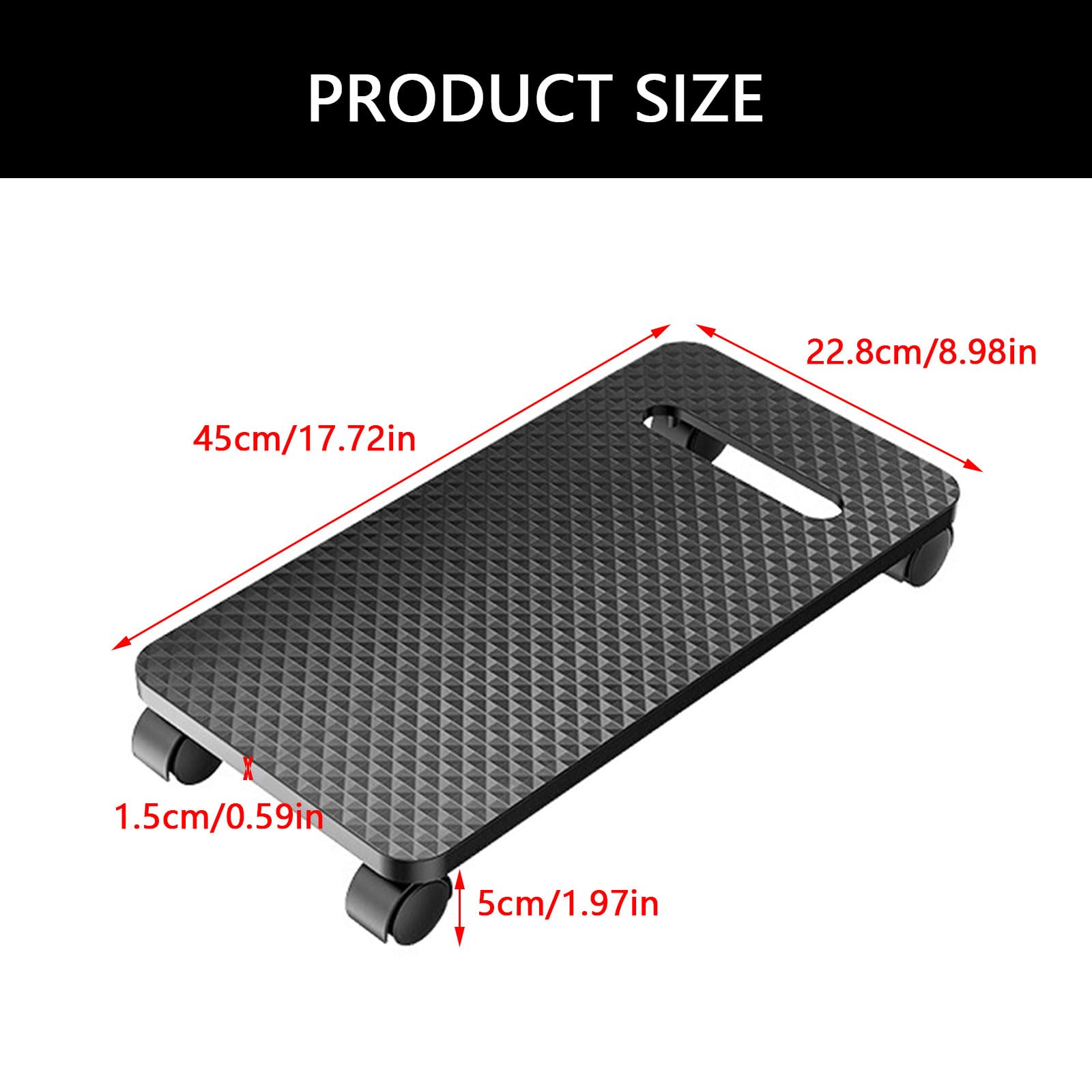 Carrito ajustable para computadora con asa fácil de transportar, textura de fibras de carbono, base de soporte móvil para torre de computadora