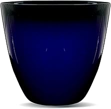 Large Round Glazed Effect Egg Cup Planter Patio Flower Plant Pot Tub (Midnight Blue)