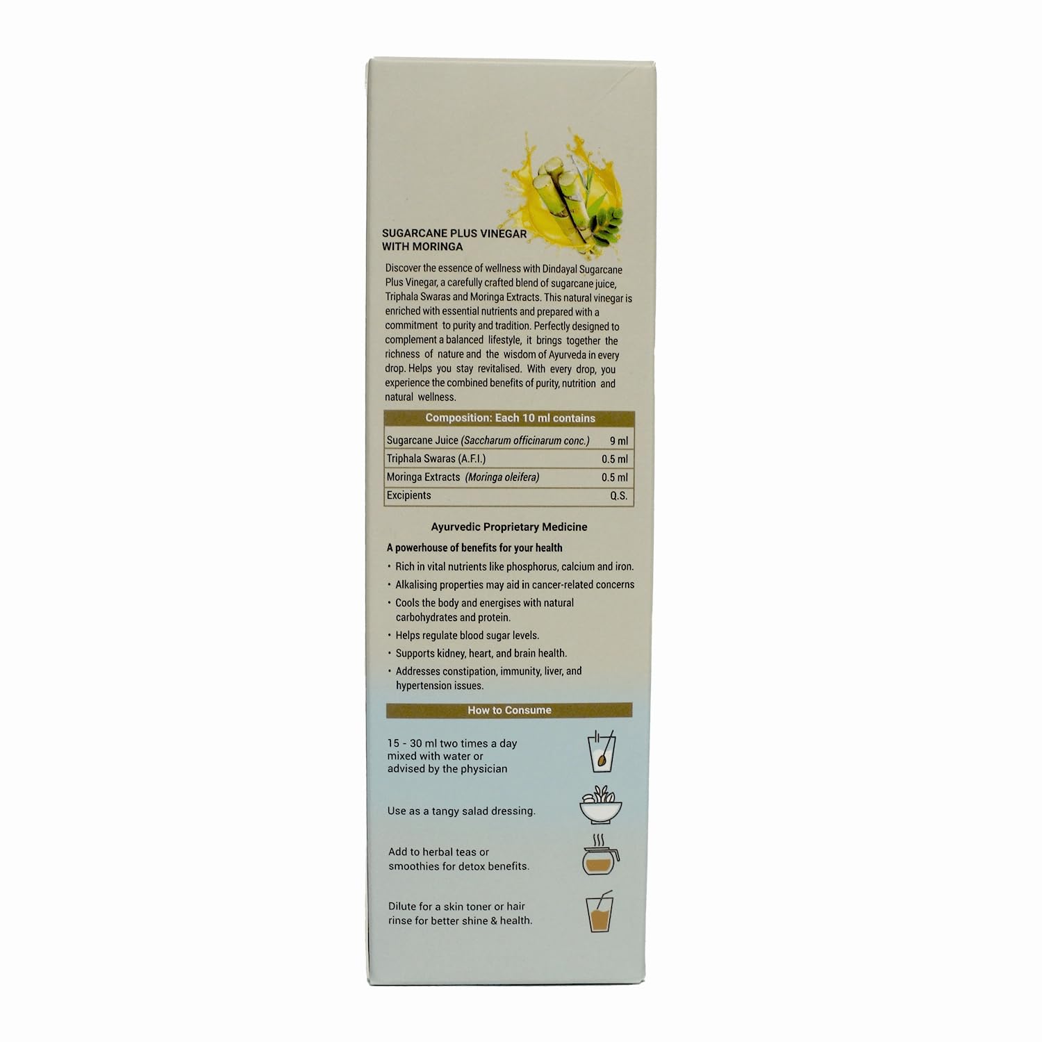 Dindayal Sugarcane Plus Vinegar | Ayurvedic Wellness Tonic | Supports Kidney, Heart & Brain Health | Natural Detox & Cooling Formula | 500ml 4