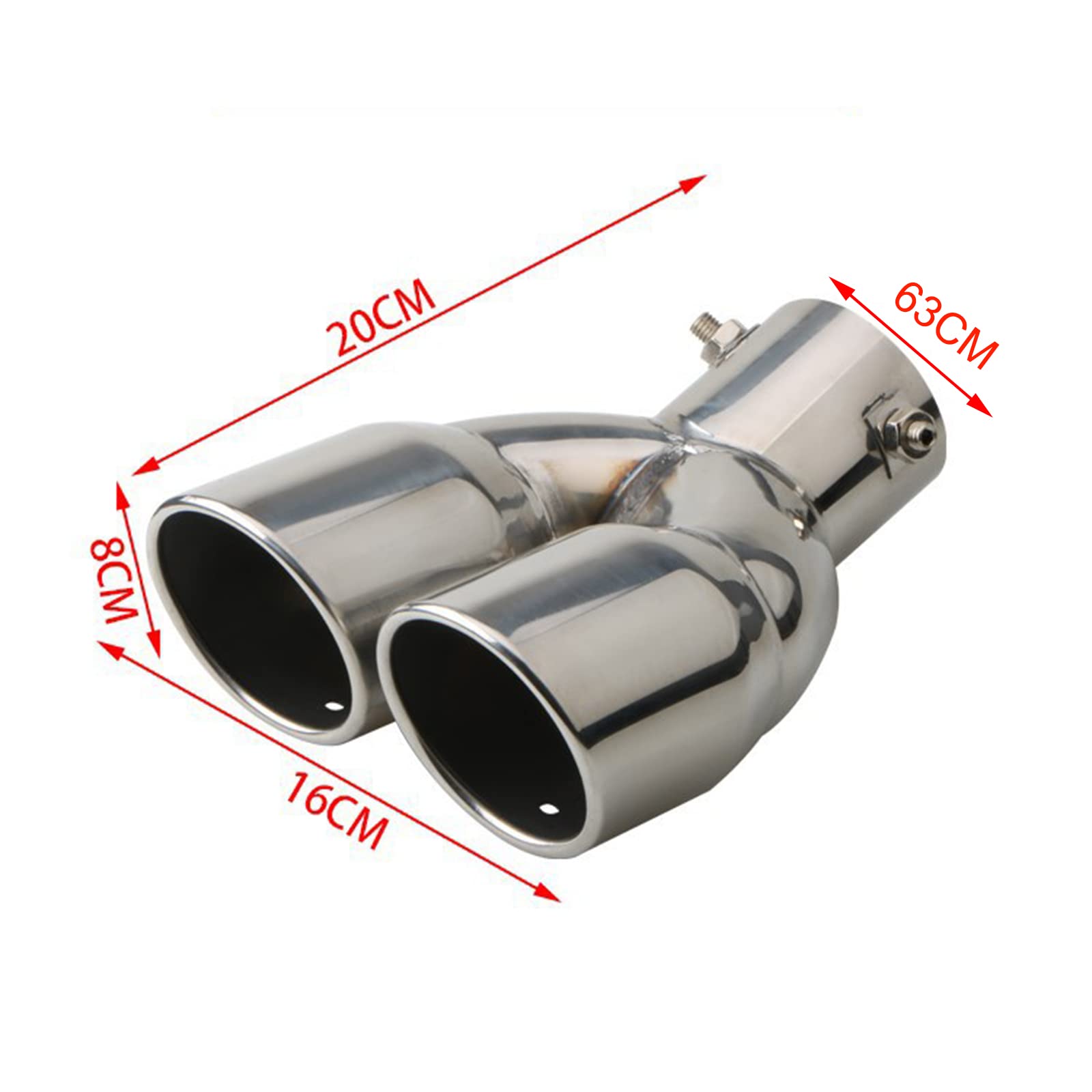2.5" 63mm Entrée Double Pointe Silencieux 3"Sortie Acier Inoxydable Voiture Arrière Throat Double Echappement | SUS304 inoxydable.Design incurvé haut de gamme. Installation sans soudure ni perçage. Réduit le bruit d'échappement.