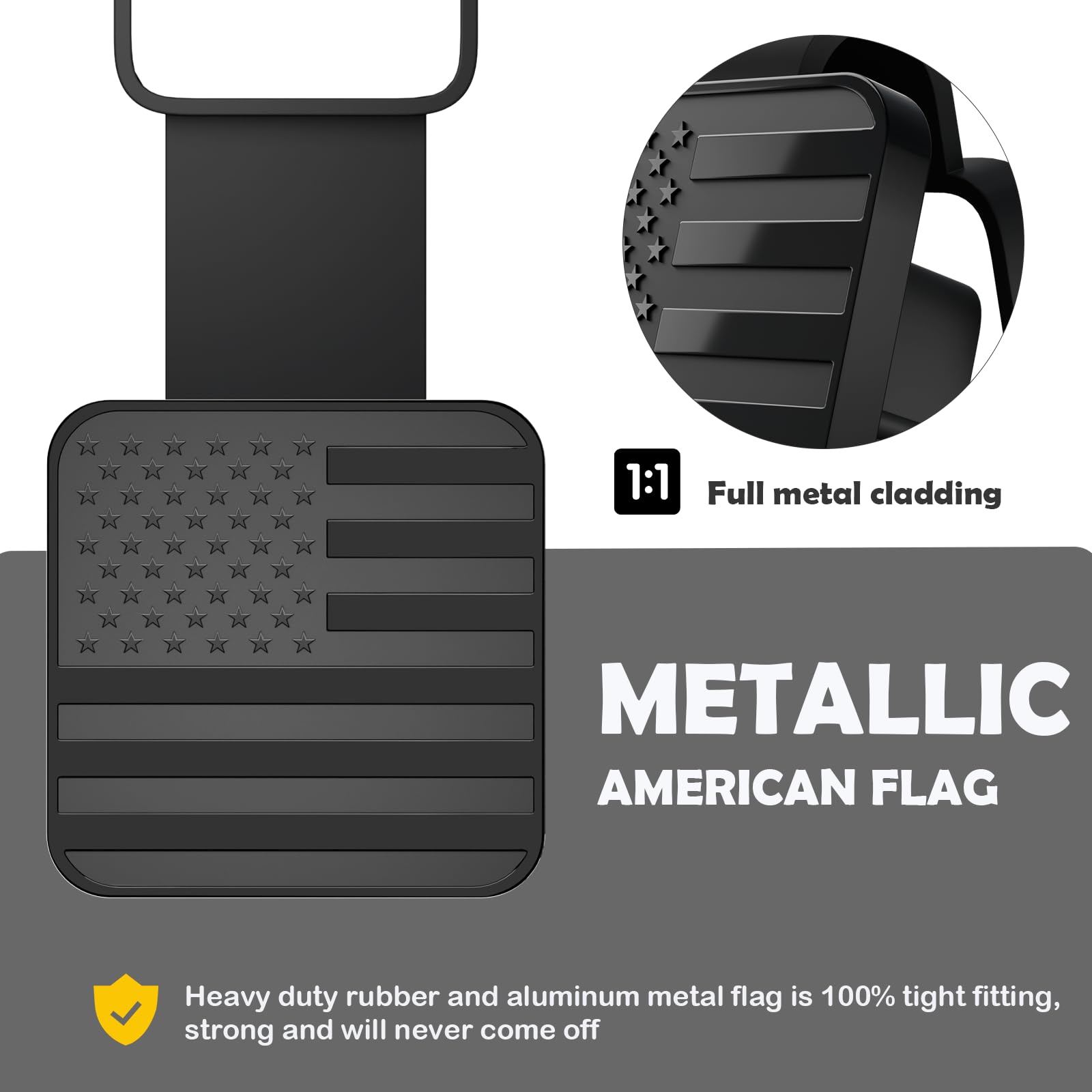 2 Inch American Flag Trailer Hitch Cover – Heavy Metal, Fits 2" Receivers, Rust-Resistant
