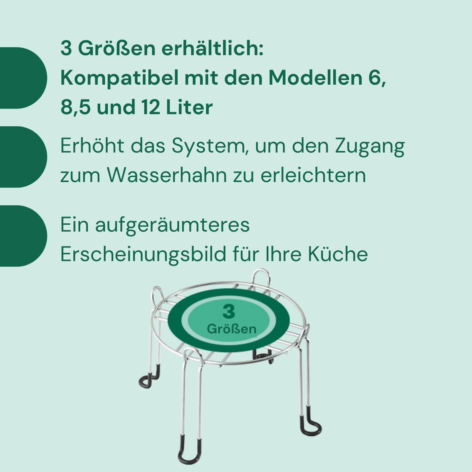 British Berkefeld Schwerkraftsystem-Ständer | Edelstahl-Wasserfilterständer für 12-Liter-Schwerkraftsysteme | Rutschfeste Gummifüße | Stützständer | 26 L x 26 B x 18 H