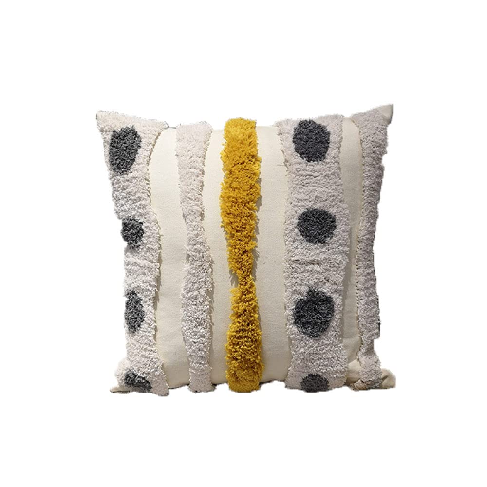 Kissen Deko,Vintage Beige Gestreifte Tufted Jacquard Baumwolle Dekorative Kissenbezüge Marokkanisches Boho 45X45Cm Dekokissen Bezüge Für Sofa Schlafzimmer Wohnzimmer,45X45Cm,2 Stück Set