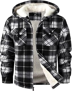 SCODI Men's Flannel Shirt Jacket Fleece Sherpa Lined Plaid Jackets Coat ...