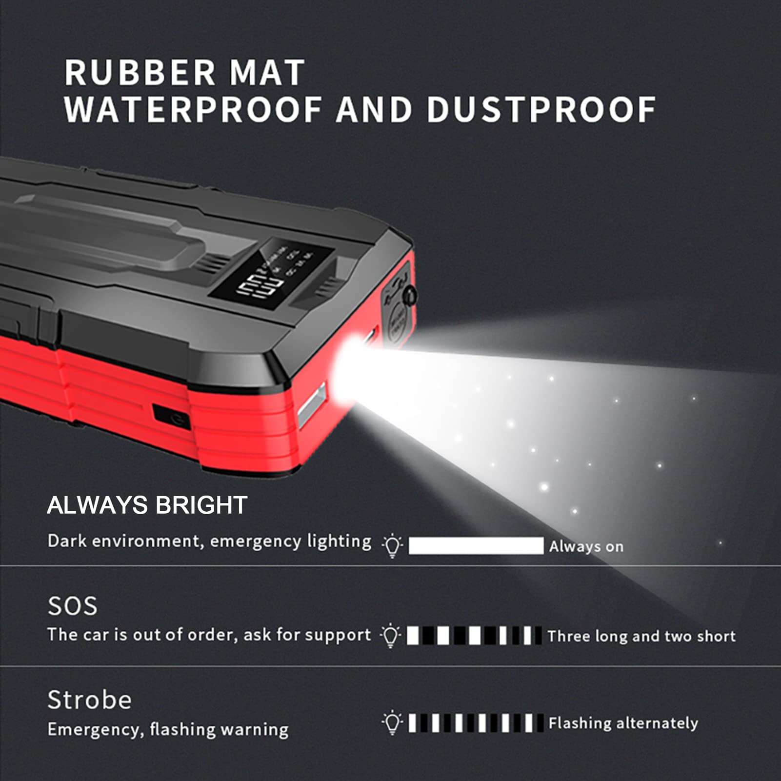 FAXIOAWA Avviatore di Emergenza per Auto Portatile da 12 Volt, Batteria Esterna Power Bank Batteria per Auto da 600 A per autoveicoli, Camion, motociclette, SUV
