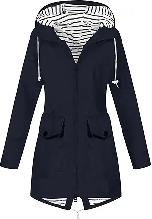 OIOLOYJM Yellow Rain Jacket Womens Waterproof with Hood Light Weight Jackets for Women Casual Fall Winter Plus Size Raincoat