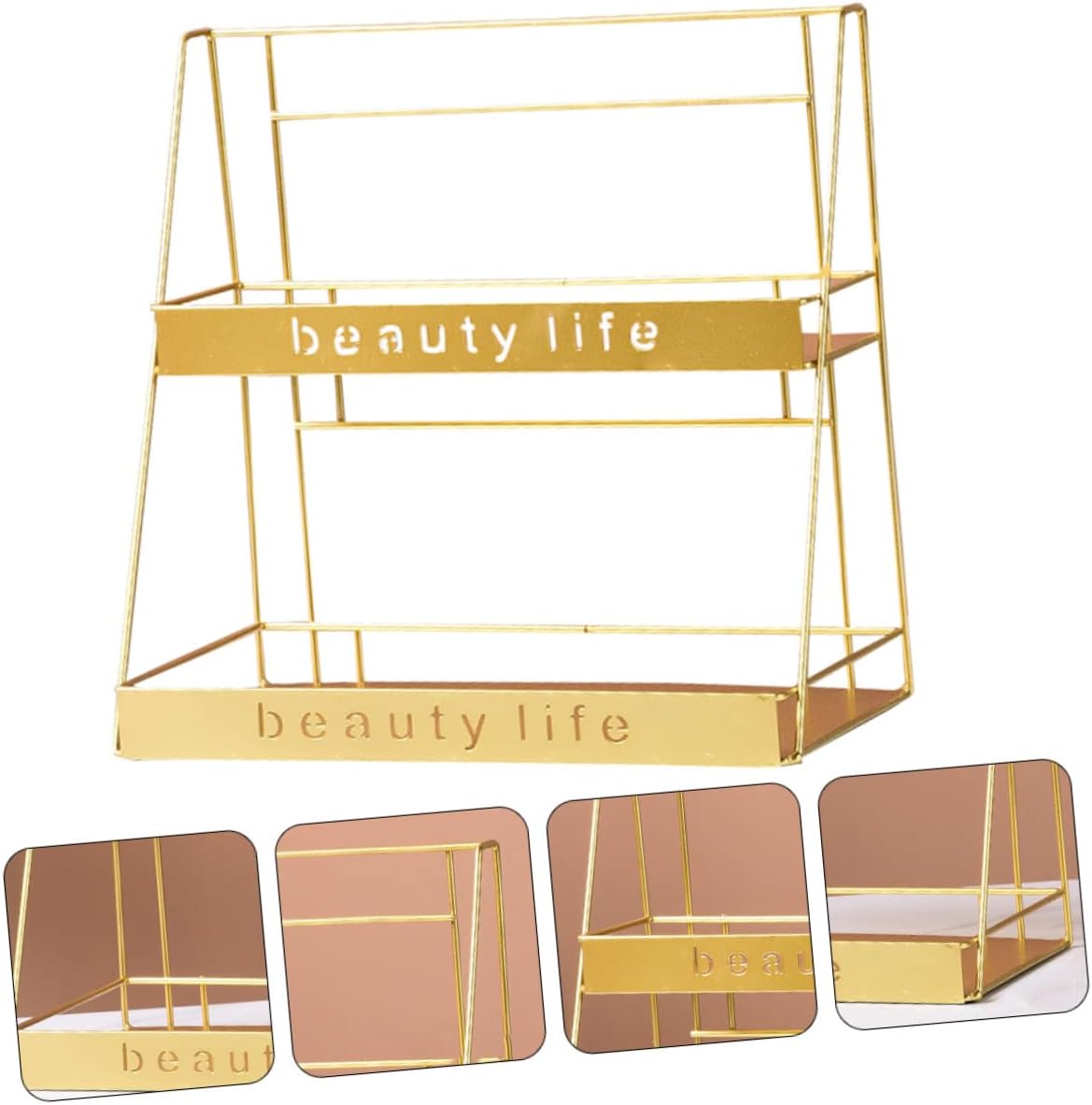 Toilet Shelf Bathroom Iron Shelf Makeup Storage Organizer Double-Layer Desktop Storage Rack Iron Mount No Drilling