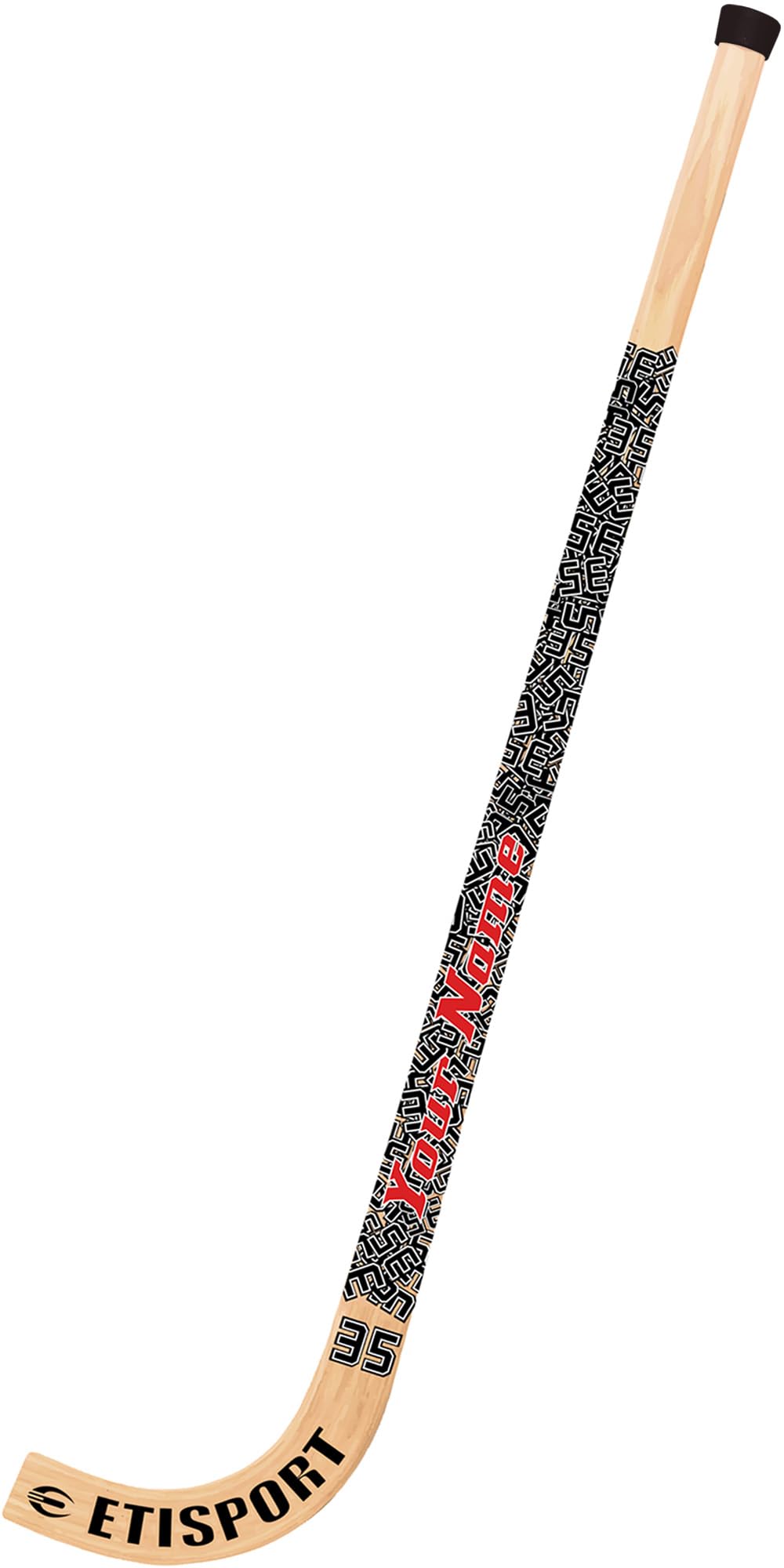 Crosse de Rink Hockey Numbers personnalisé avec Votre nom en Couleur et Votre numéro. Qualité Professionnelle laminée avec Fibre extérieure.