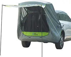 JOYTUTUS Tenda de porta traseira SUV com toldo de sombra, cobertura e postes de teto de carro, barraca de acampamento resistente à água, preferida para viagens ao ar livre, ajuste universal na maioria