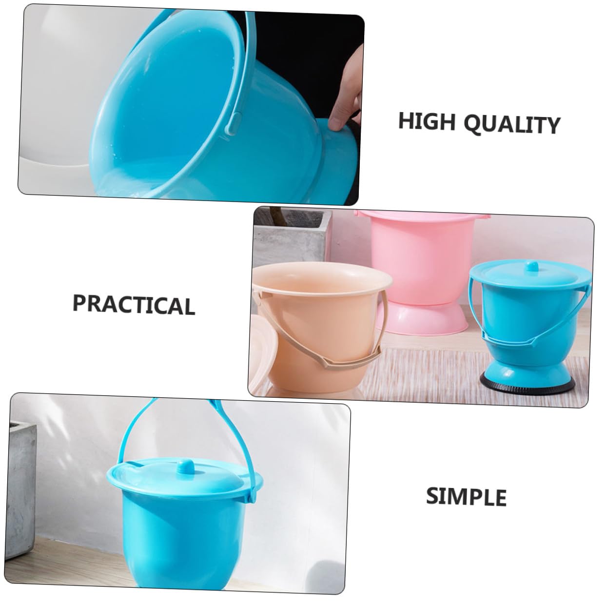 Vasino Portatile in Plastica Resistente con Manico per Anziani Donne Incinte Orinatoio Casa e Camera da Letto Facile da Pulire Macchie