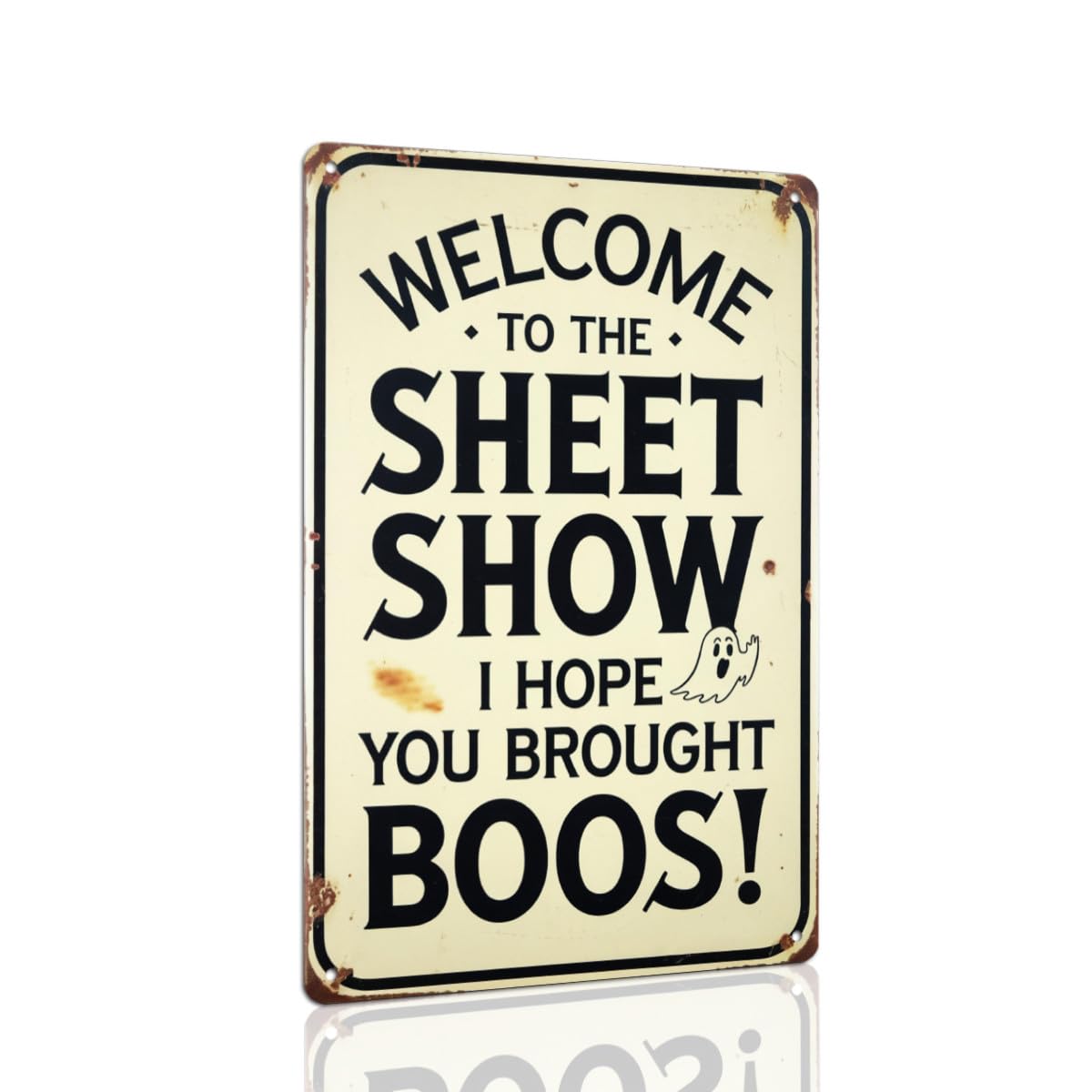 peiyeety Welcome To The Sheet Show Halloween Metal Tin Sign Rustic Vintage Wall Decor For Halloween Parties, Farmhouse Kitchens, Entryways, And Living Rooms Decorative Signs & Plaques 8x12 Inch