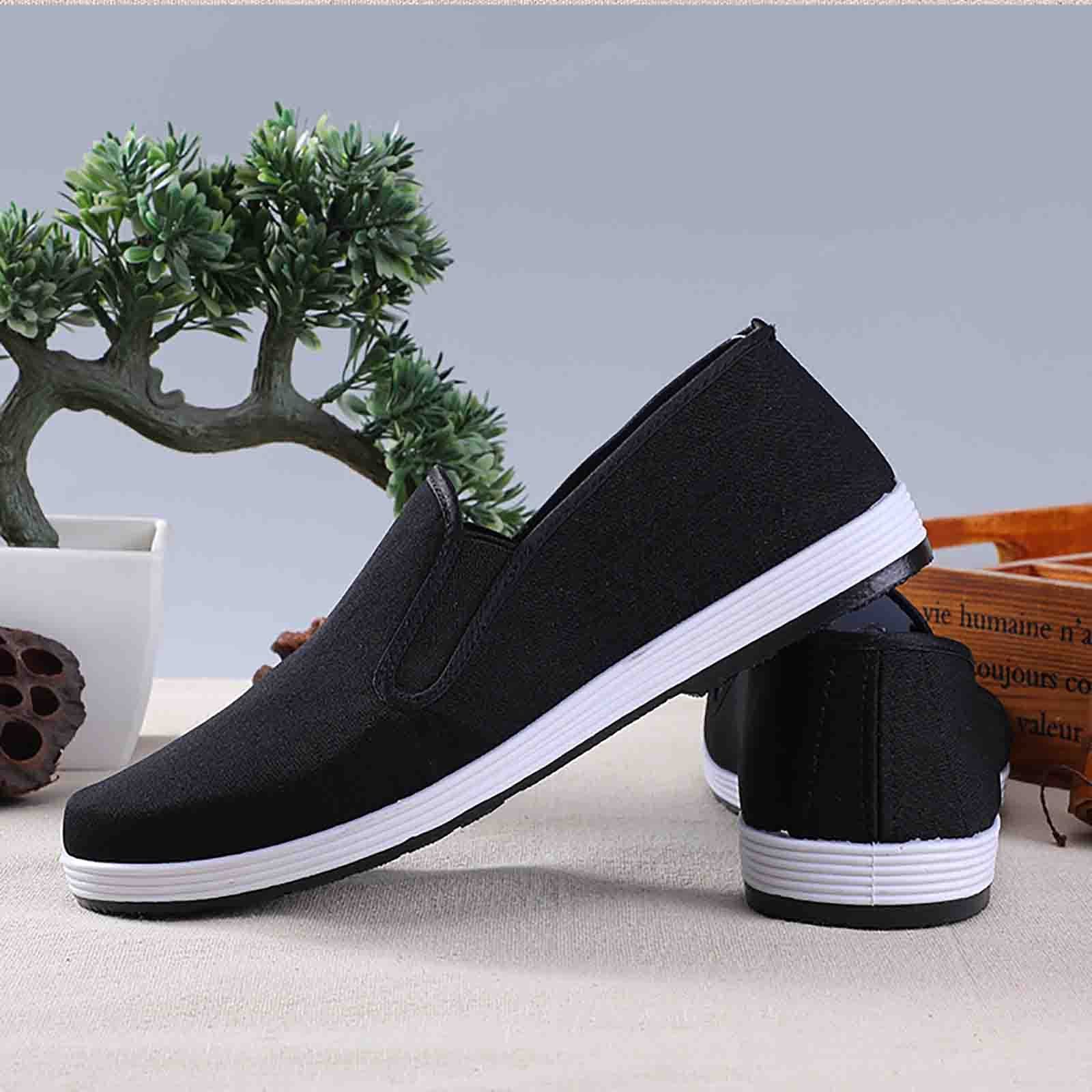 Scarpe da Lavoro da Chef Unisex Piatte, Scarpe da Kung Fu in Tessuto della Vecchia Pechino, Scarpe Tradizionali Cinesi, Scarpe da Ginnastica in Tela Fatte a Mano con Suola in Gomma