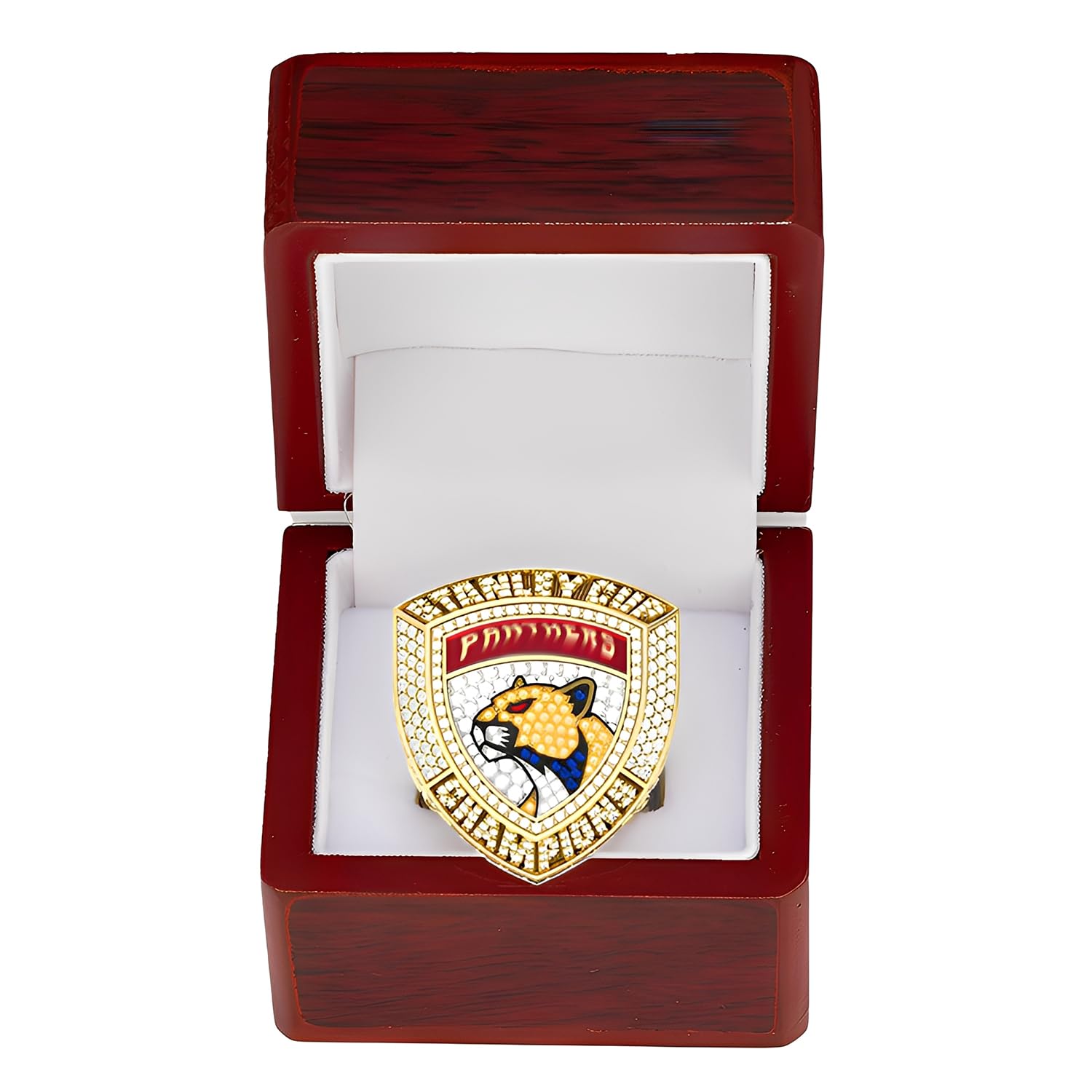 Coffret Souvenir Puck Stanley Cup 2024 – Bague de Championnat NHL avec Mini Trophée – Cadeau Souvenir Hockey à Collectionner pour Hommes, Papa & Fans