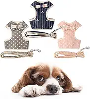 Coleira Peitoral para Cachorros e Guia Estampada Yorkshire Shih-Tzu (Cinza, M)