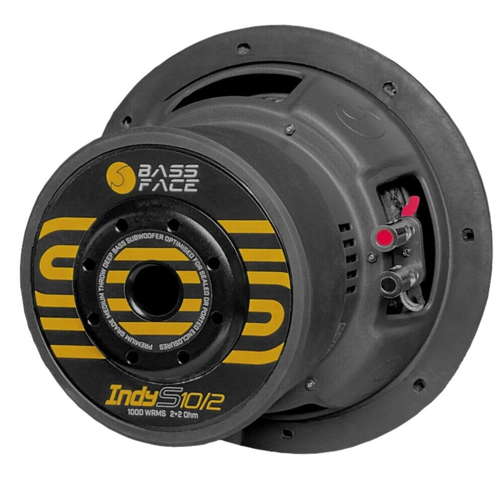 1 SUBWOOFER pour Bass Face INDYS10/2 Indy S10/2 25,00 cm 250 mm 10" de diamètre, Double Bobine dvc 2+2 ohm, 1000 Watt rms 2000 Watt Max, pour Voiture, 1 pièce
