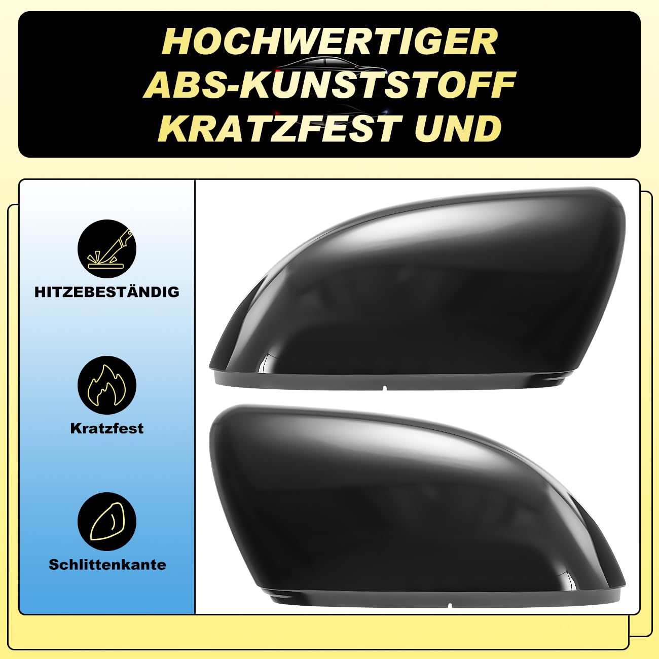 GEARMONSTER Copri specchietti retrovisori auto, custodia per specchio retrovisore, copertura per specchio laterale sostitutiva compatibile con VW Golf Mk6 2009-2013 Nero lucido