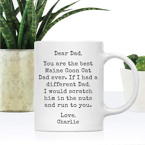 Miniatura 9 de Andaz Press Taza de café personalizada de 11 onzas, regalo de broma para papá con texto en inglés "Best Sphynx Cat Dad, Scratch in Nuts and Run to