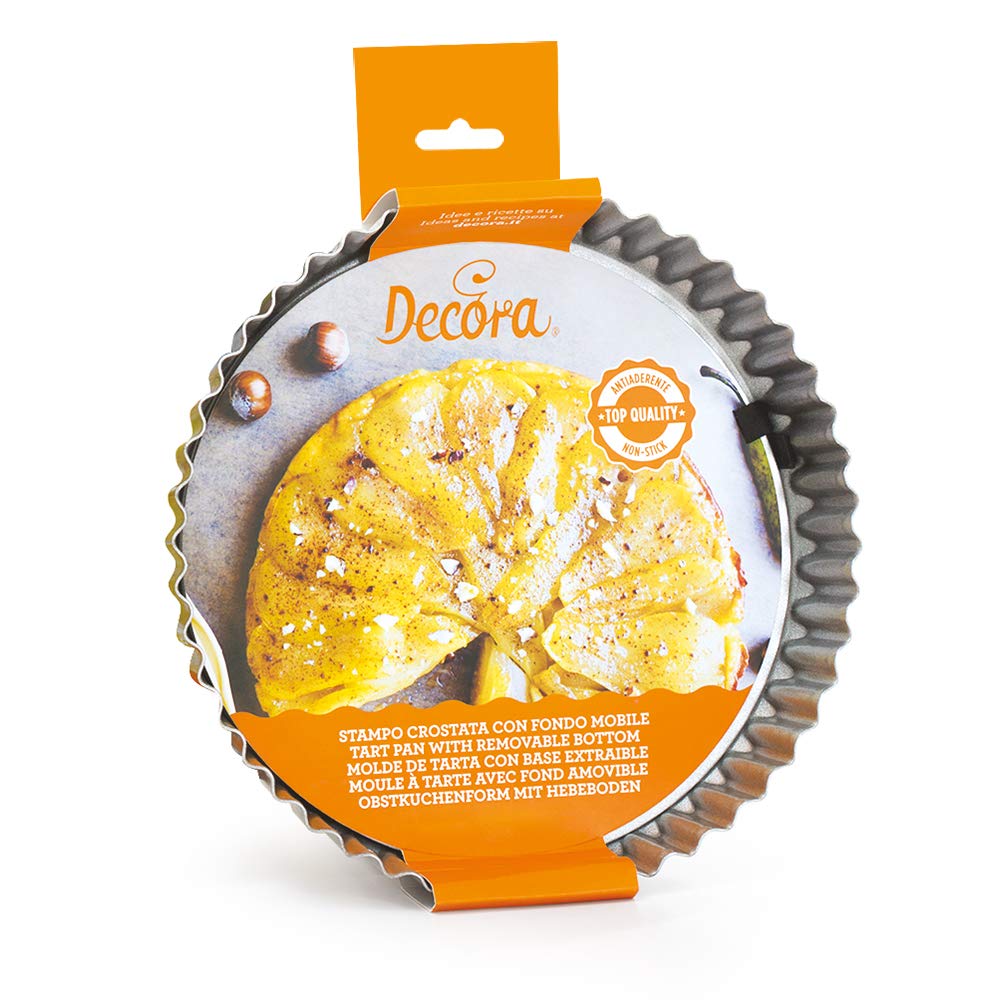 DECORA Non-Stick Tart PAN Ø 30 X 3,5 H cm Removable Bottom New, Acciaio, Grey