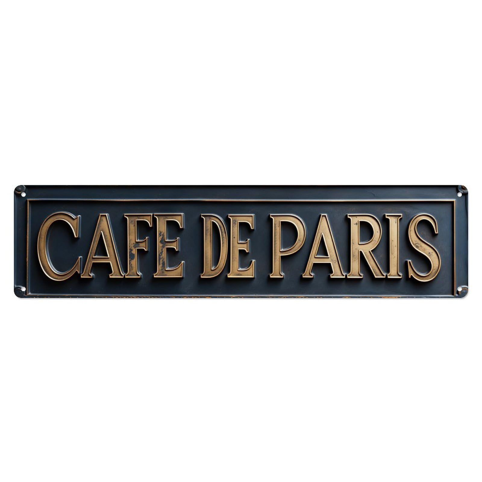Ldfuieksufg Style Rectangular Cafe De Paris French Vintage Wall Sign Cafe Decor Vintage Aluminium Metal Sign, Retro Wall Decor For Home, Bar, Garage & Farmhouse 10 * 40Cm